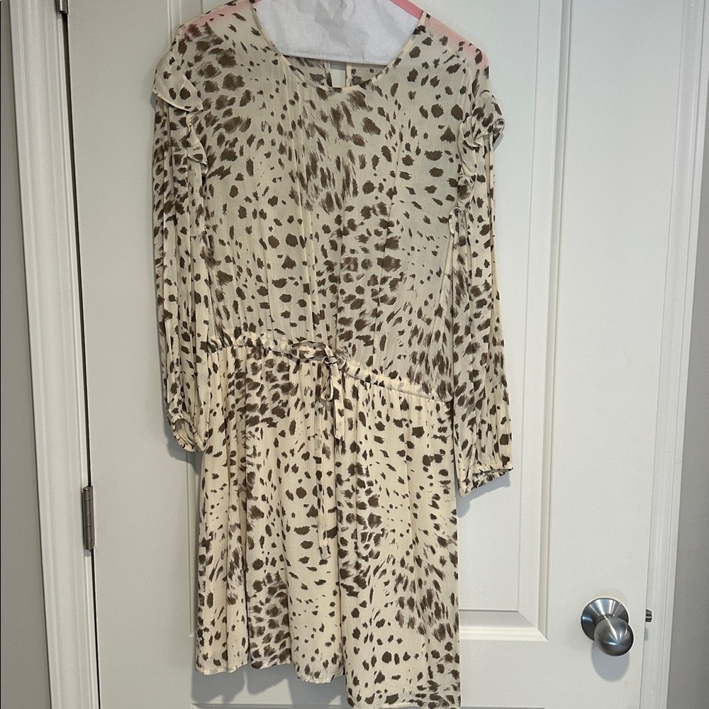 Rails Gray and Cream animal print drawstring dress